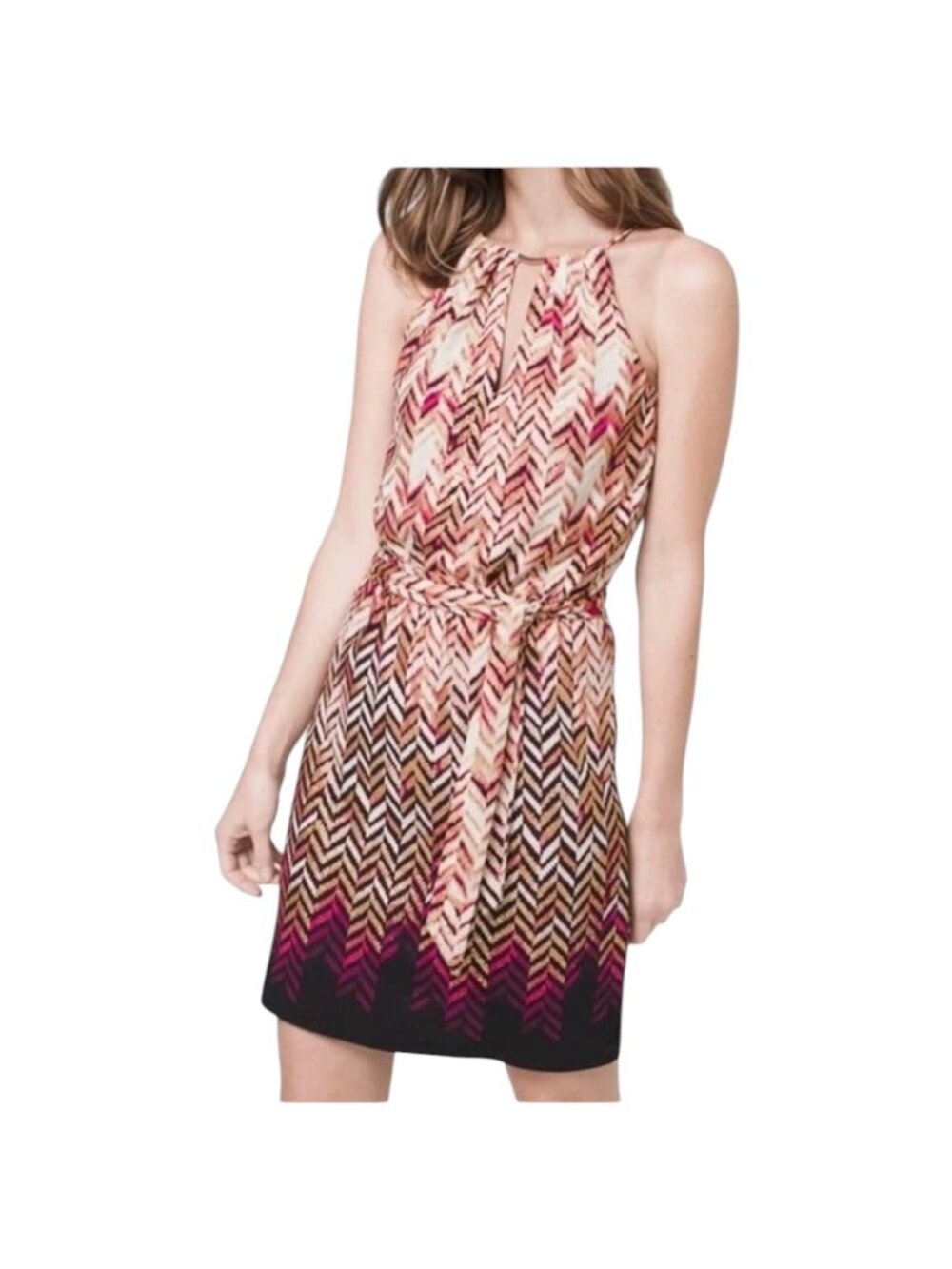 White House Black Market Women's Chevron Print Halter Dress Size M